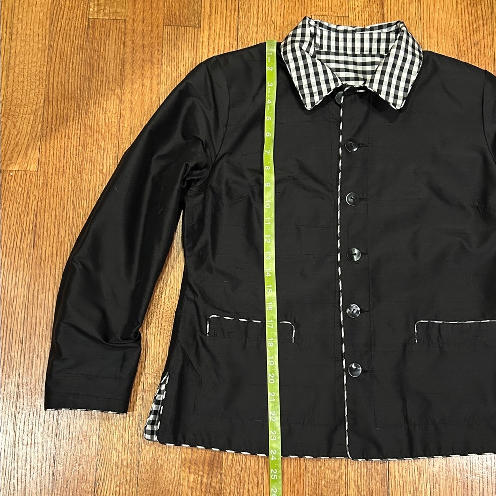 Harris Wallace Black Silk Reversible Jacket Size 8P - Picture 13 of 16